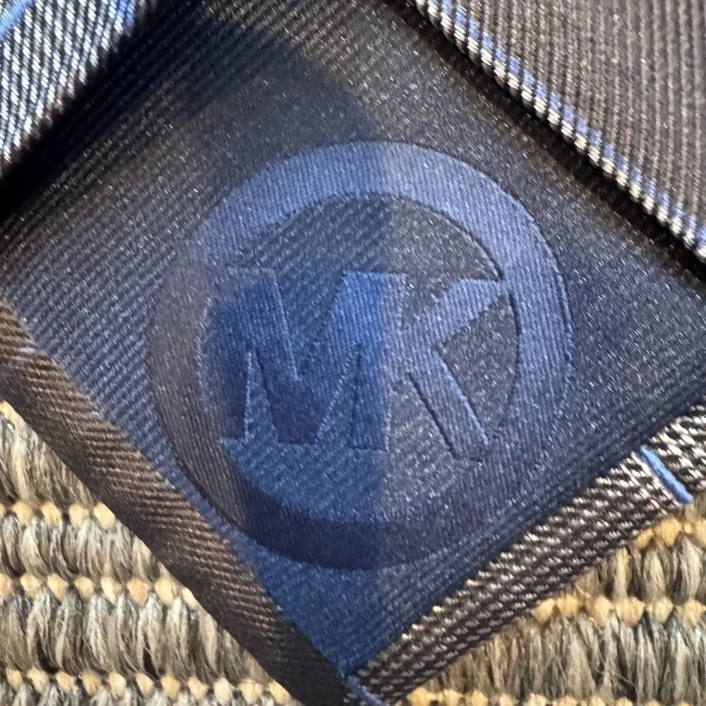 Michael Kors Elegant Silk Black and Blue Plaid Tie